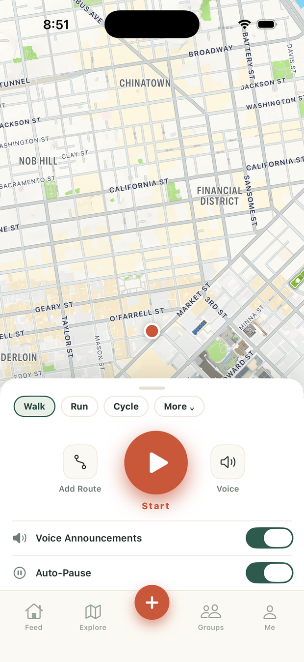 Verde workout tracking screen